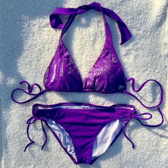 Billabong Other - 😈SALE😈 Purple w/Silver Feathers String Bikini
